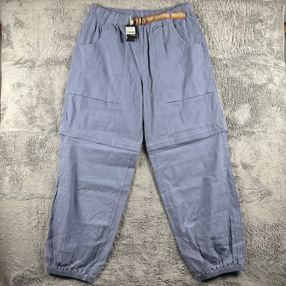 Brain Dead Alpinist Seersucker Convertible Pants Mens L Slate Blue Baggy Y2K